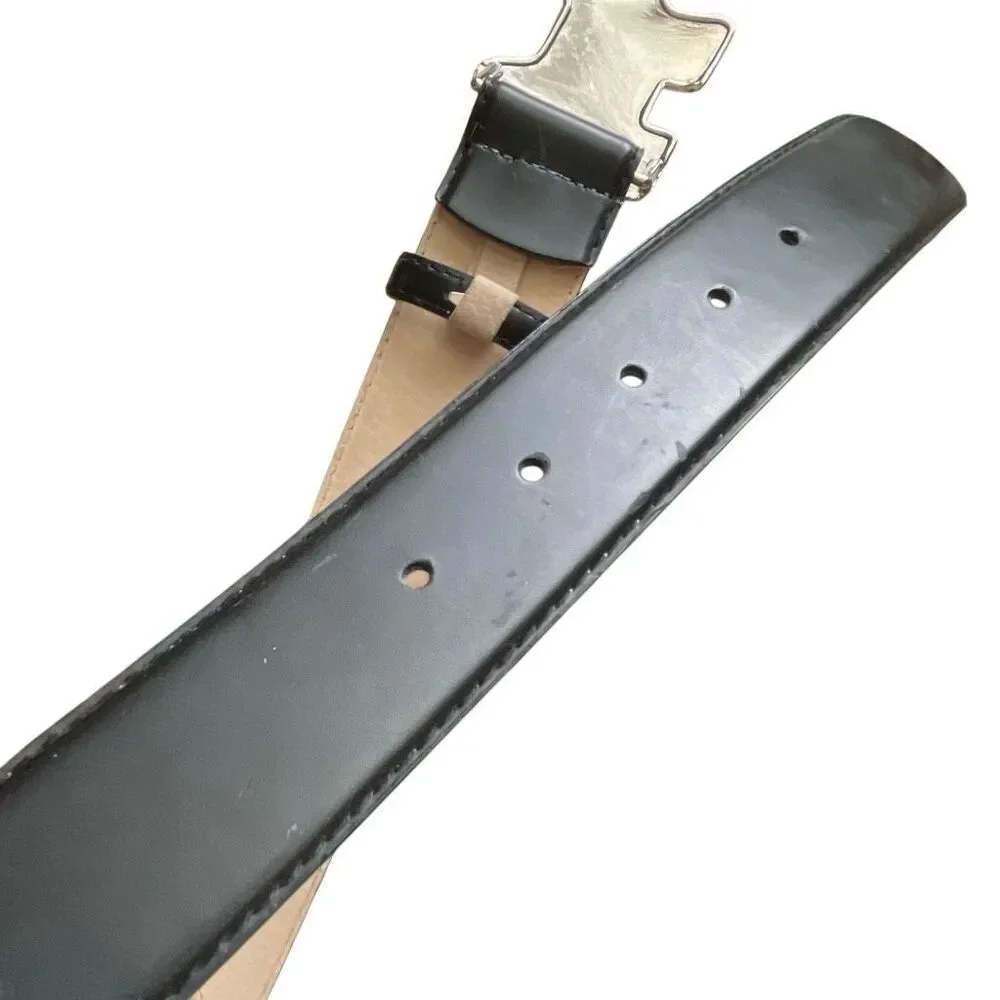Rhinestone Dog Westie Scottie Black Leather Belt